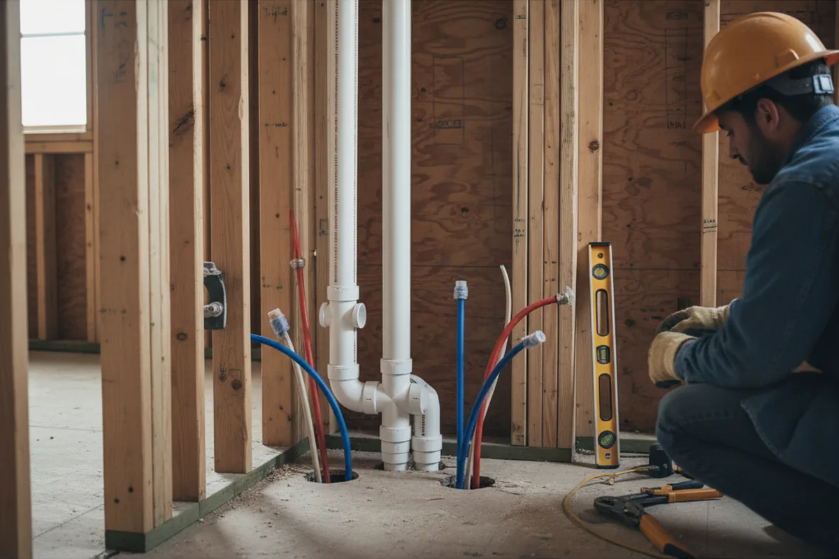 Drain and supply rough-in during Sump Pump Repair in South Lancaster