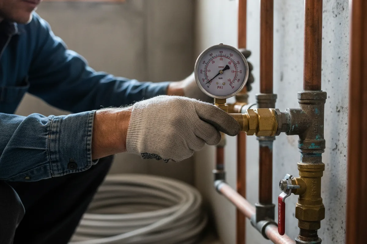 Pressure testing a repaired line during Water Line Repair in South Lancaster